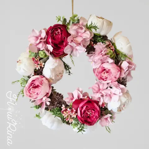 Zijde bloemen krans